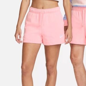 Nike Women's Sportswear Club Fleece Mid-Rise Shorts in Soft Pink